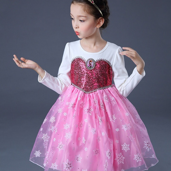 2-3 years (100) Princess Snow Flake Pink Squined Body Full Sleeves ...