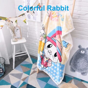 Warm and fluffy double Layer coral velvet and lamb wool Cartoon Blanket for Baby, Kids, toddlers