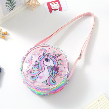 Unicorn baby girls Glitter Rainbow Wallets Money Bag Children Zipper Pouch Gift small Shoulder Bag