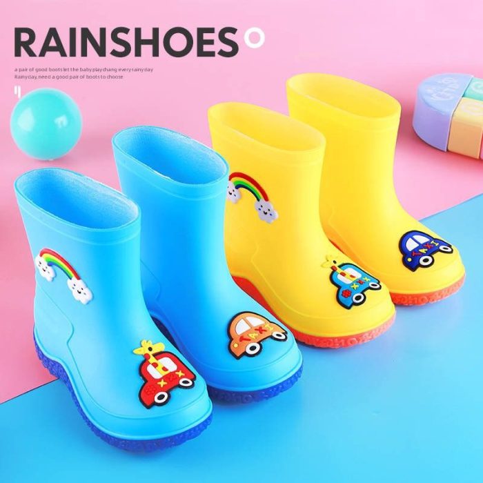 2-7 Years Girls Rain Boot Fashion Rainboots Kids Long Tube Water Shoes PVC Soft Children's Shoes