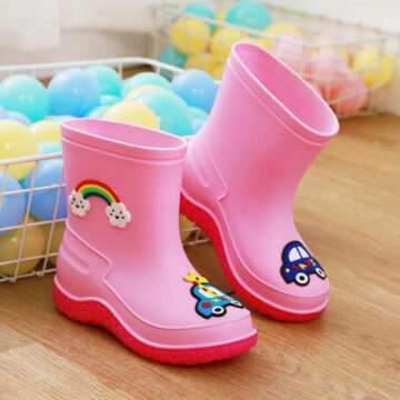 3-7 Years Girls Rain Boot Fashion Rainboots Kids Long Tube Water Shoes PVC Soft Children's Shoes 