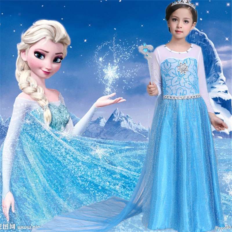 2-10 Years Fancy Baby Girl Princess Dresses for Girls Elsa Costume Bling  Synthetic Crystal Bodice Elsa Party Dress Kids Snow Queen Cosplay 