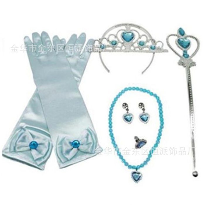 Girls Gloves, Magic Wind, Crown, Necklace, Earnings, Ring Set/ Elsa-Snow white Accessories