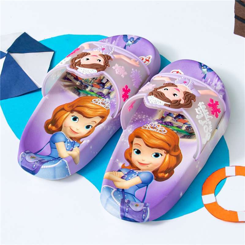 3-10 Years Slippers for Girls Kid Cartoon Sofia Print Indoor Toddler  Anti-Skid Beach Flip Flop Children Shoes 