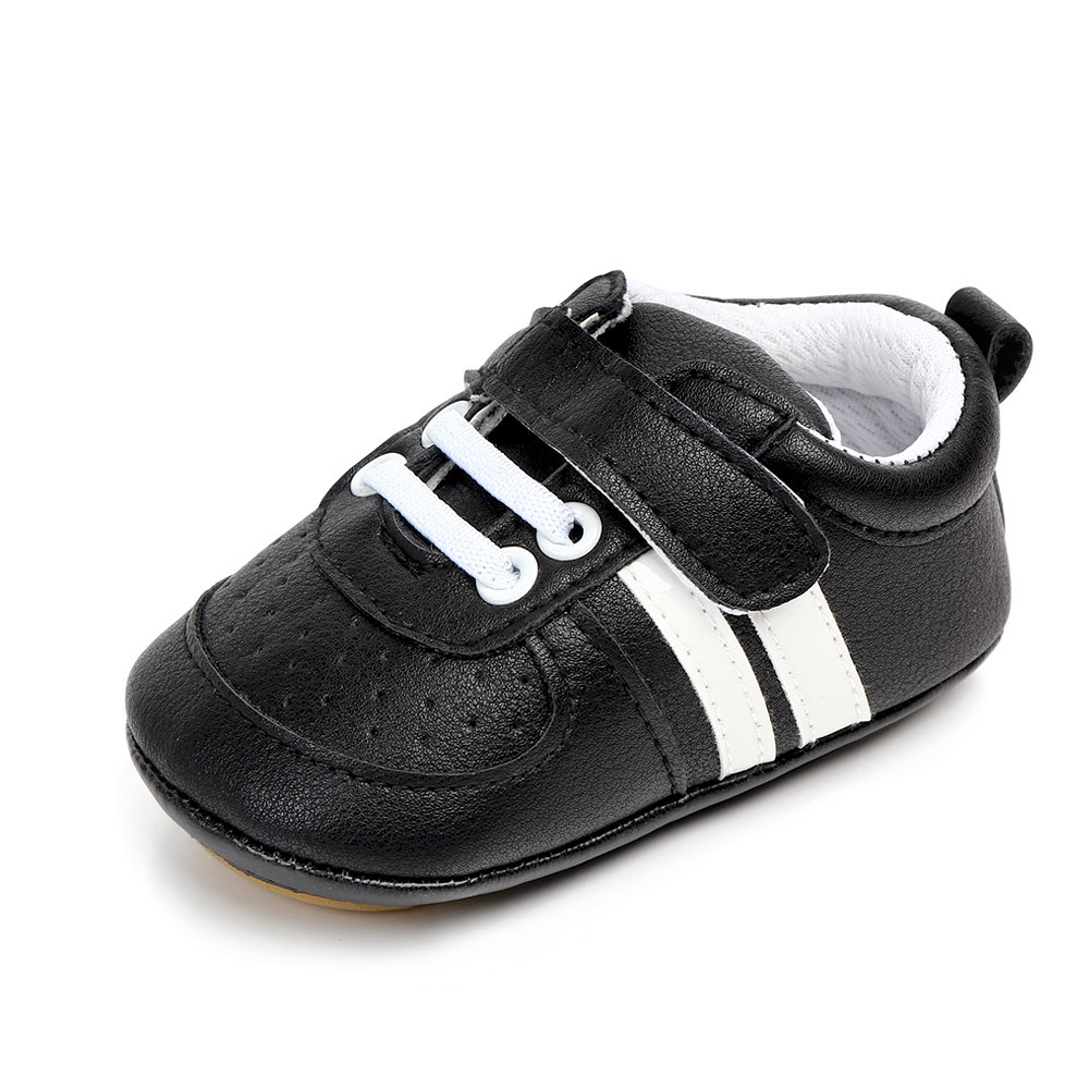 0-18 Month Black-White-Strip Baby Shoes - Mickeyminors.pk