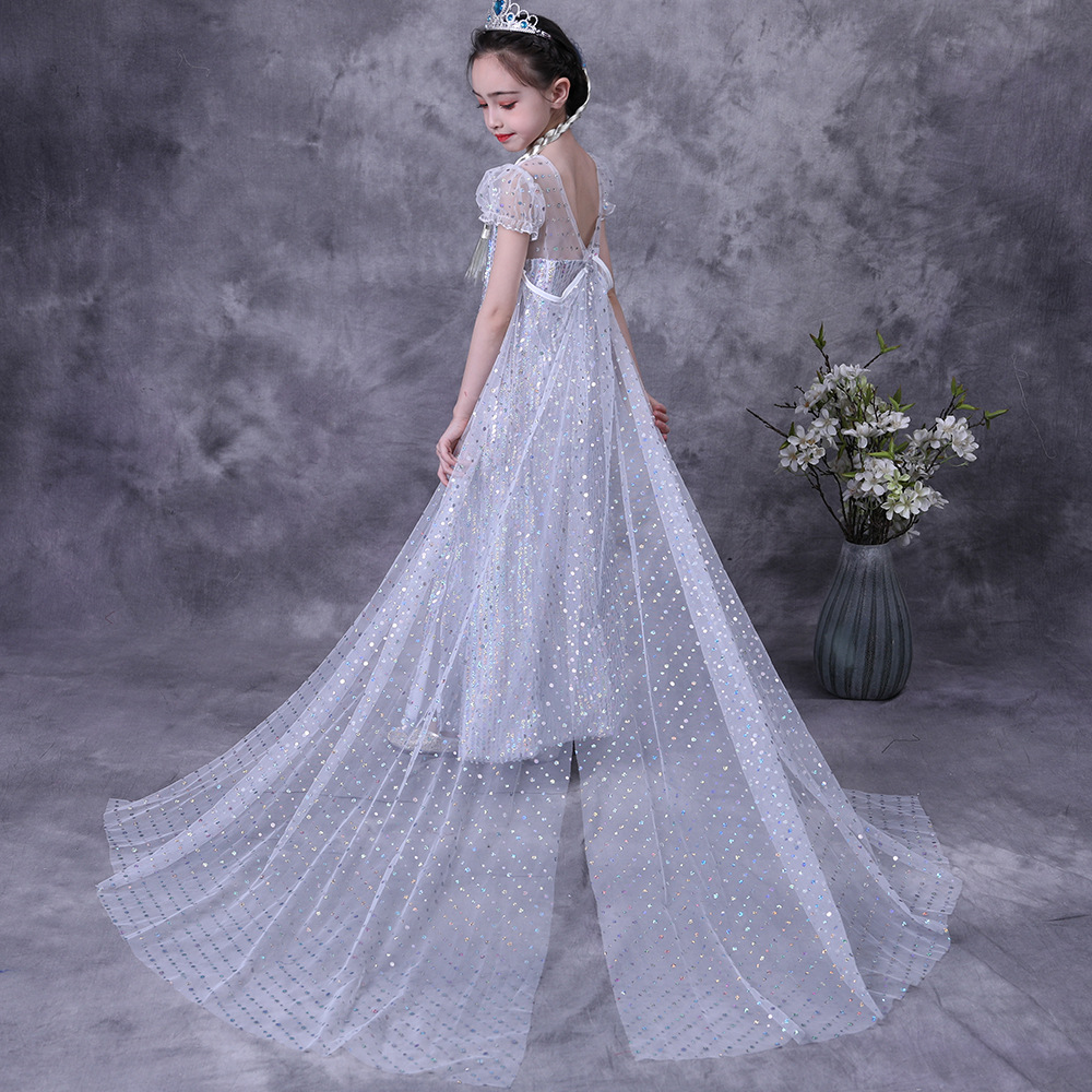 Sequined White Long Fashionable Gown 15