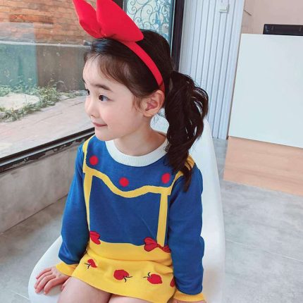 1-7 years Girls/kids Royal Blue and yellow Snow white Long sweater