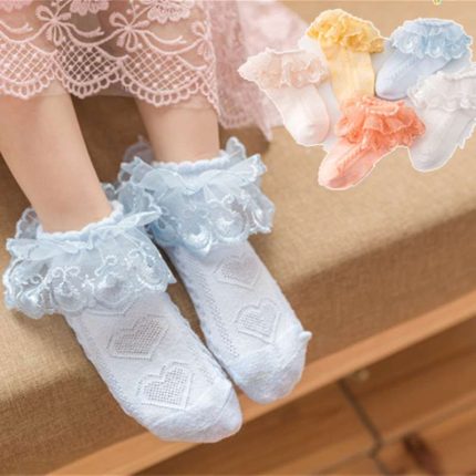 1-12 Years Toddler Baby Child Girls Ruffle Lace Ankle Cotton Dress Socks Princess Summer