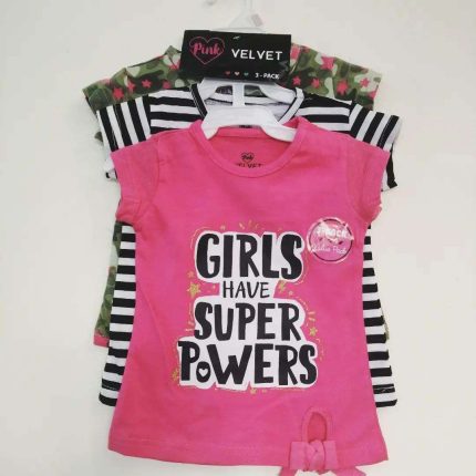 2-6 Years Girls Have Super Power SET OF 3 Summer Shirt