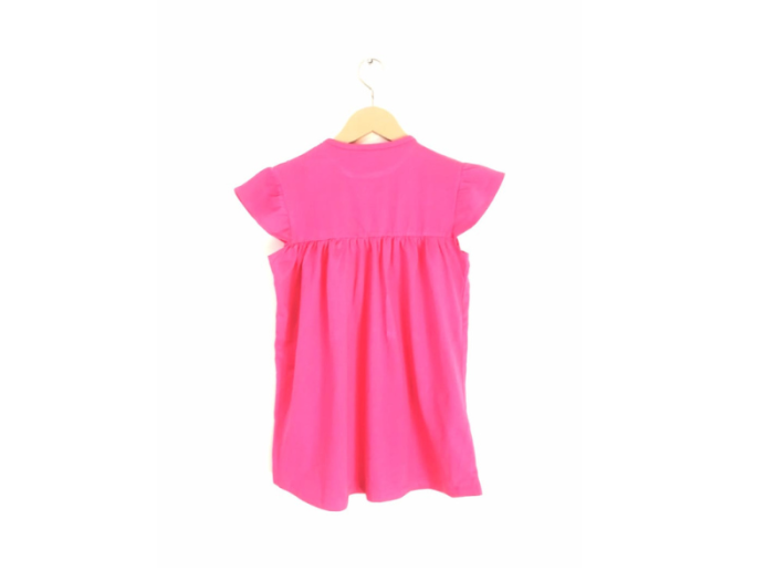 1-8 Years Embroidered Body Dark Pink Loose Style Girls Frock