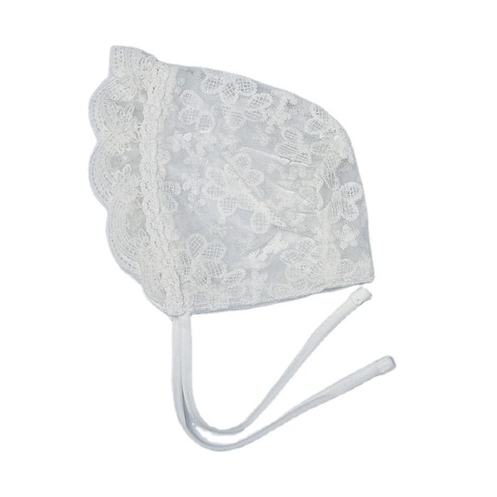 0-1 Years Baby Girl White Net Floral Cap