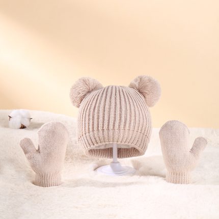 0-3 Years Baby Wool Cap with Gloves