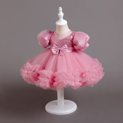 1-5 Years Multi Layers Sequined Body Ruffle Frock