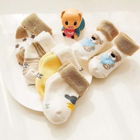 0-3 Years Set of 5 Girls and Boys High Quality Kids Thick Towel Socks