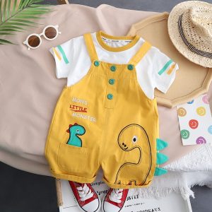 12 Months- 5 years Dinosaur Jumpsuit with Short Sleeves Shirt -2PC