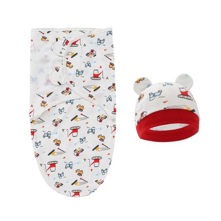 Newborn Baby Soft Cotton Swaddle Sleeping Bag with Matching Cap