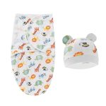 Newborn Baby Soft Cotton Swaddle Sleeping Bag with Matching Cap