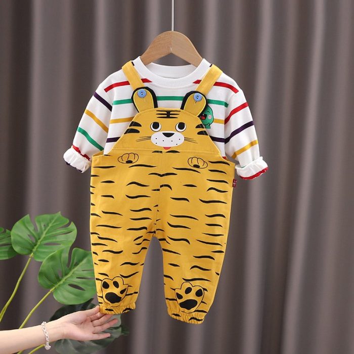 12 Months-4 Years Tiger Suspender Striped Long-Sleeve Shirt Two-piece