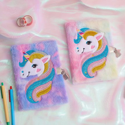 Big Unicorn Embroidery Tie & Dye Note Book Diary with Lock