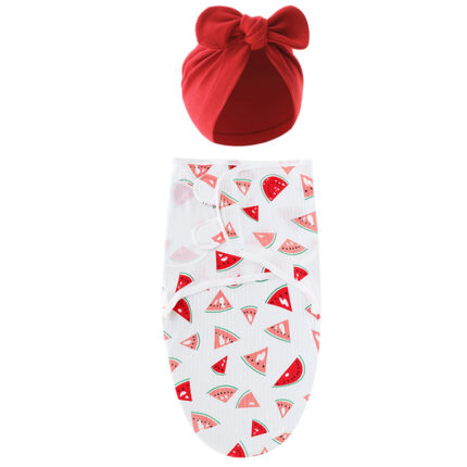New Baby Swaddle & Sloid Color Bow Cap